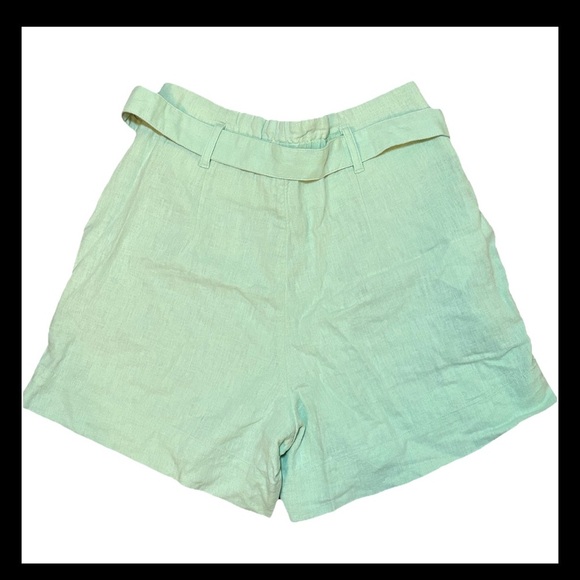 Abercrombie & Fitch High Rise Linen Blend Shorts Sz M Light Sage Green Pistachio - Picture 2 of 11